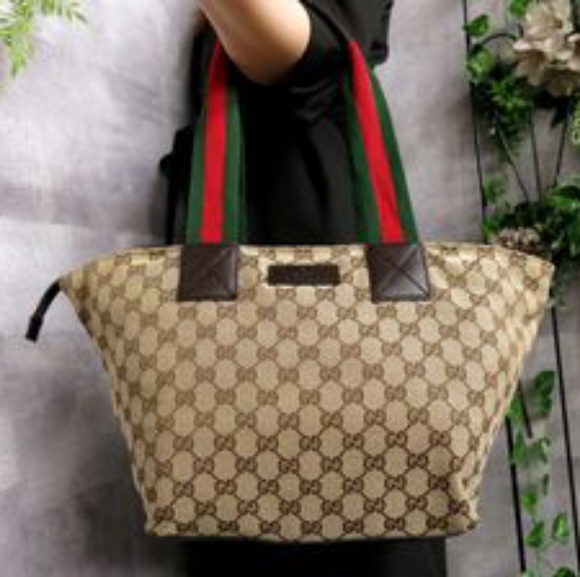 Authentic Gucci GG Monogram Supreme Sherry Web Satchel Tote Bag - Picture 3 of 11